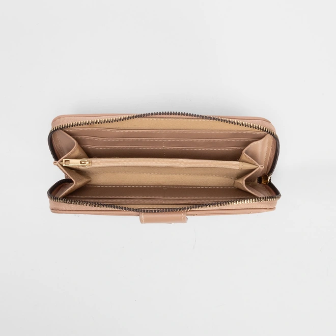 Carteira Grande STZ Matelassê Bolso Externo Nude