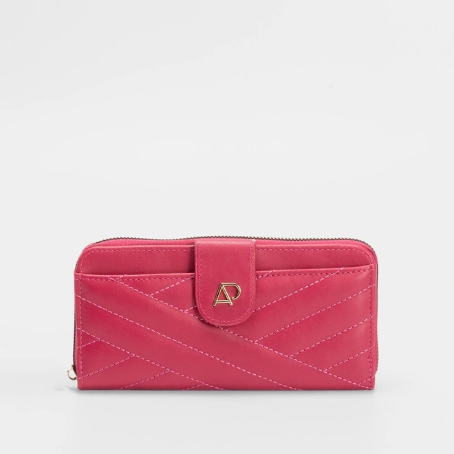Carteira Grande STZ Matelassê Bolso Externo Rosa