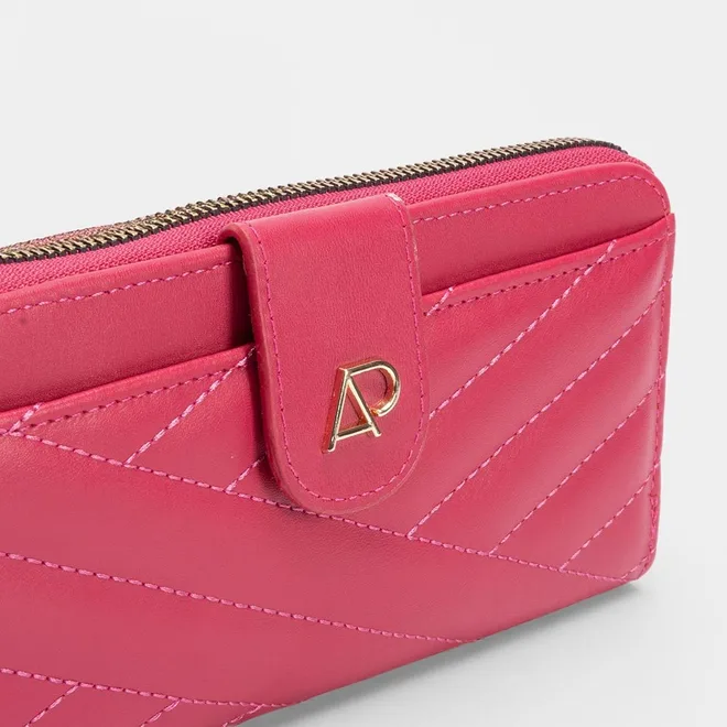 Carteira Grande STZ Matelassê Bolso Externo Rosa