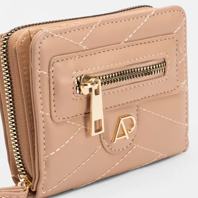 Carteira Feminina STZ Matelassê Bolso Externo Bege