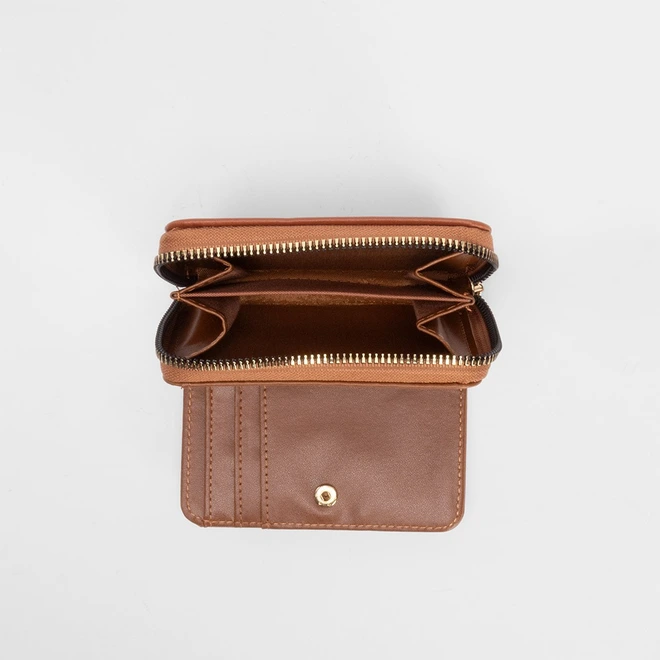 Carteira Feminina STZ Matelassê Bolso Externo Caramelo