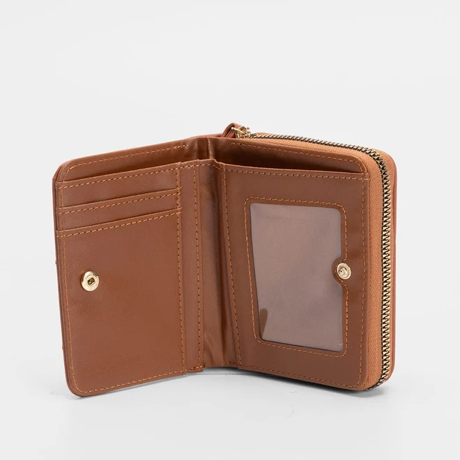 Carteira Feminina STZ Matelassê Bolso Externo Caramelo