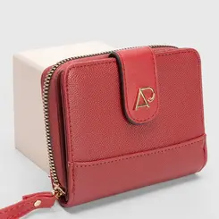 Carteira Feminina STZ Detalhe Lapela Vermelho