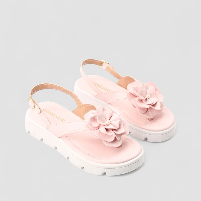 Sandália Infantil Gabrielinha Detalhe Flor Rosa
