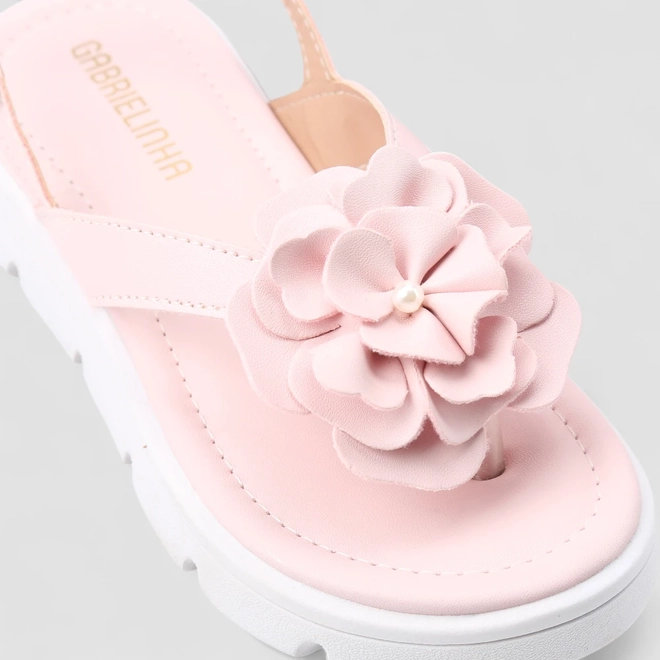 Sandália Infantil Gabrielinha Detalhe Flor Rosa