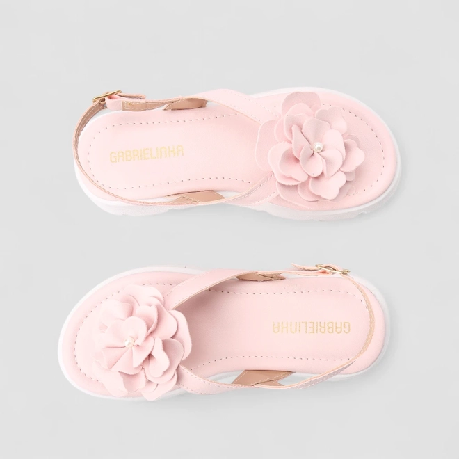 Sandália Infantil Gabrielinha Detalhe Flor Rosa