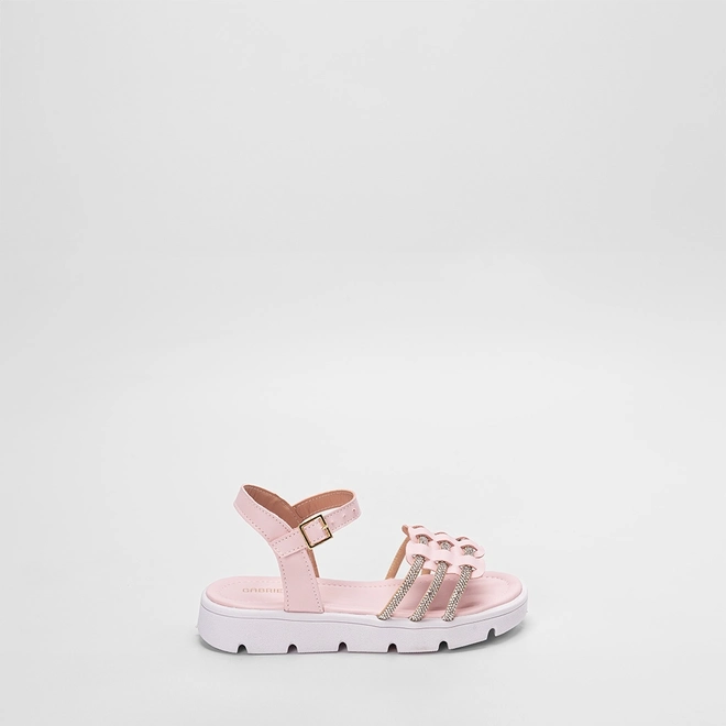 Sandália Infantil Gabrielinha Tira Tripla Strass Rosa