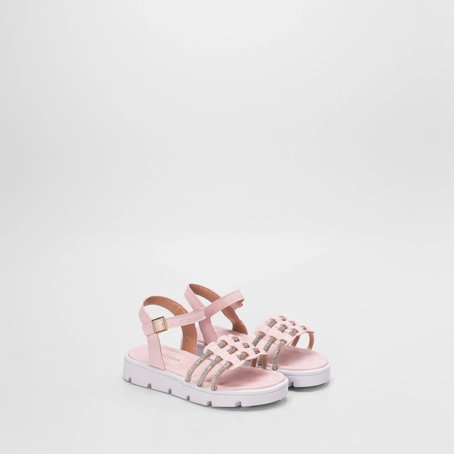 Sandália Infantil Gabrielinha Tira Tripla Strass Rosa
