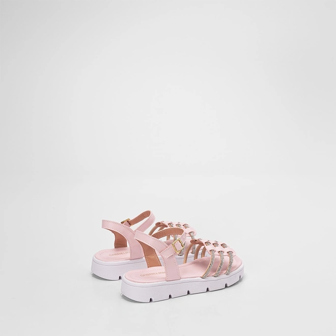 Sandália Infantil Gabrielinha Tira Tripla Strass Rosa