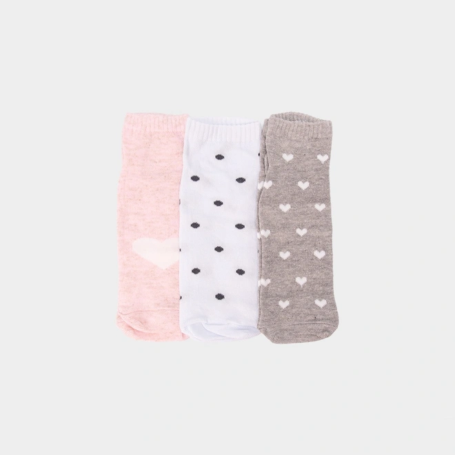 Kit Meia Invisível STZ 3 Pares 34-38 Poá & Mini Corações Color