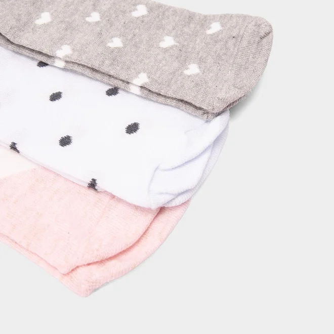 Kit Meia Invisível STZ 3 Pares 34-38 Poá & Mini Corações Color