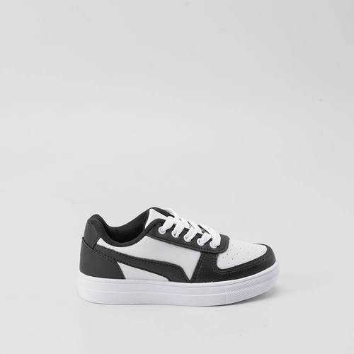 Tênis Infantil Vertus Casual Detalhe Recortes Perfuros Branco & Preto