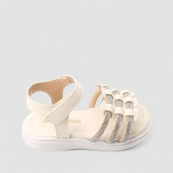 Sandália Infantil Gabrielinha Bebê Tira Tripla Strass Off-White