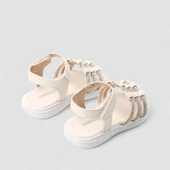 Sandália Infantil Gabrielinha Bebê Tira Tripla Strass Off-White