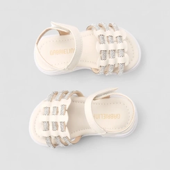 Sandália Infantil Gabrielinha Bebê Tira Tripla Strass Off-White