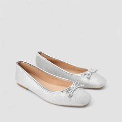 Sapatilha Feminina Gabriela Glitter Detalhe Laço Prata