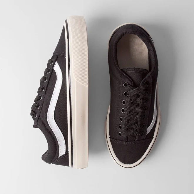 Tênis Star Feet Casual Feminino Recorte Lateral Preto