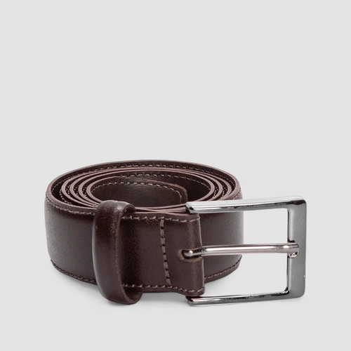 Cinto Masculino Woche Couro Pesponto Marrom