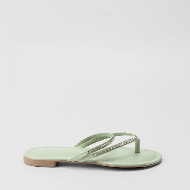 Rasteira Penélope Tiras Strass Verde