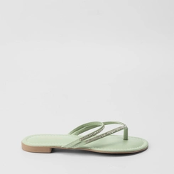 Rasteira Penélope Tiras Strass Verde