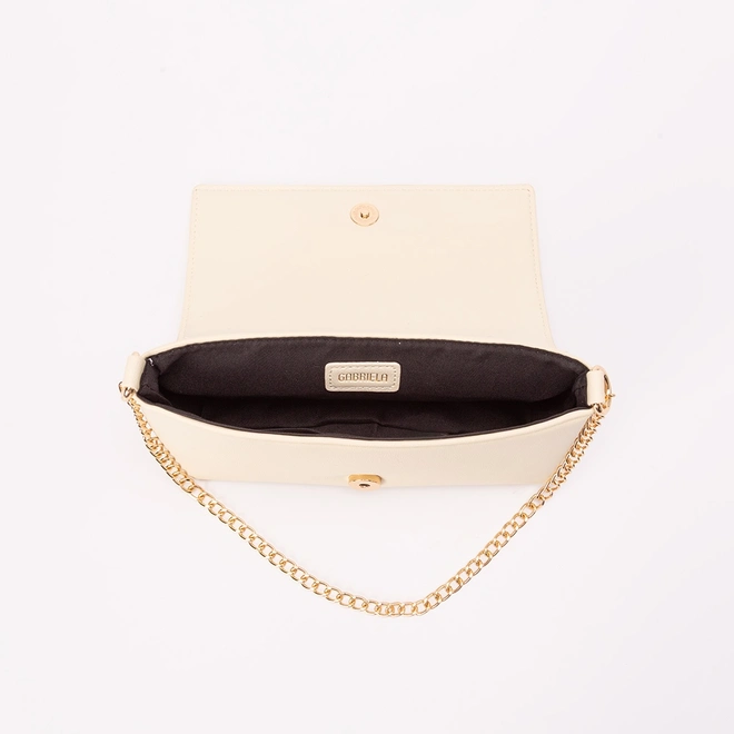 Bolsa Transversal Gabriela Média Alça Corrente Detalhe Rebite Off White