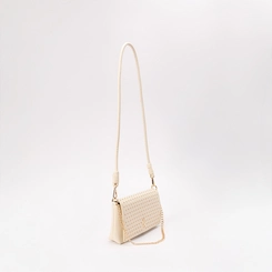 Bolsa Transversal Gabriela Média Alça Corrente Detalhe Rebite Off White