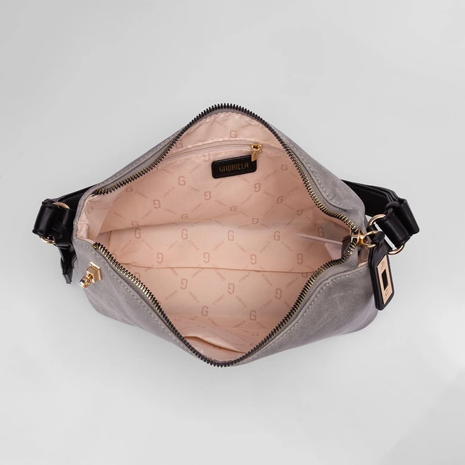 Bolsa Baguete Gabriela Detalhe Fecho Estonado Cinza