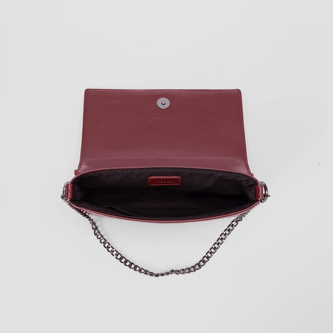 Bolsa Transversal Gabriela Média Transversal Alça Corrente & Nó Vinho