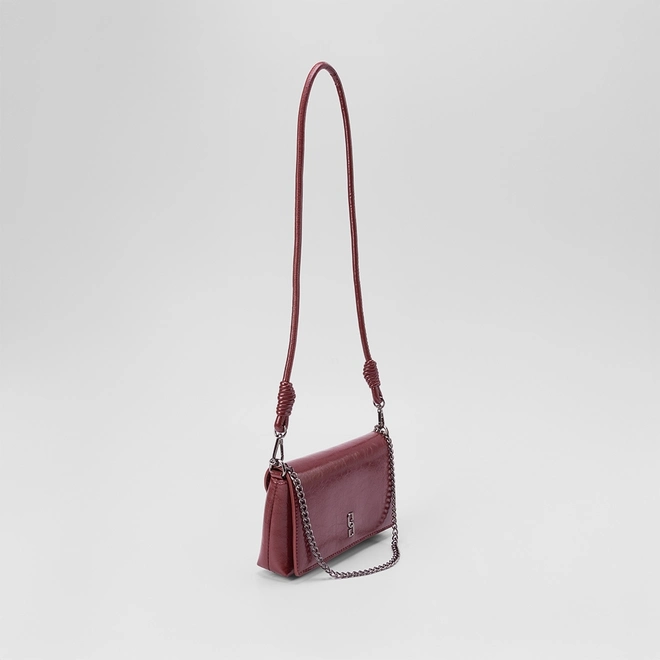 Bolsa Transversal Gabriela Média Transversal Alça Corrente & Nó Vinho