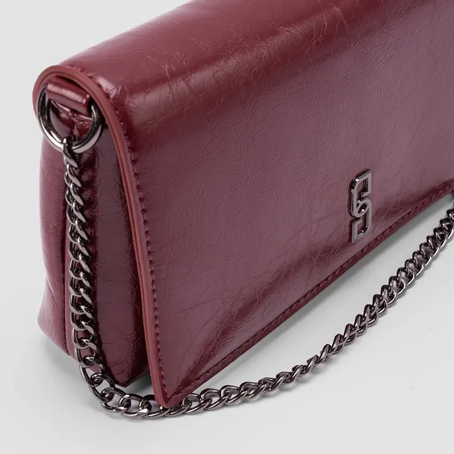 Bolsa Transversal Gabriela Média Transversal Alça Corrente & Nó Vinho