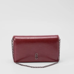 Bolsa Transversal Gabriela Média Transversal Alça Corrente & Nó Vinho