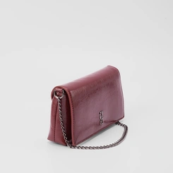 Bolsa Transversal Gabriela Média Transversal Alça Corrente & Nó Vinho