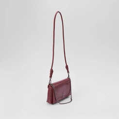 Bolsa Transversal Gabriela Média Transversal Alça Corrente & Nó Vinho