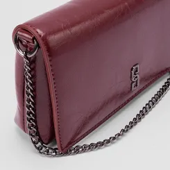 Bolsa Transversal Gabriela Média Transversal Alça Corrente & Nó Vinho