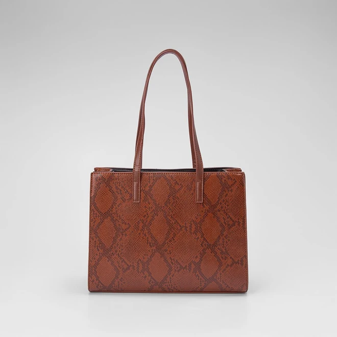 Bolsa Satchel Gabriela Texturizada Animal Print Caramelo