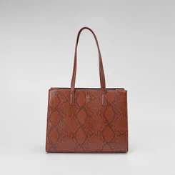 Bolsa Satchel Gabriela Texturizada Animal Print Caramelo