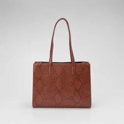 Bolsa Satchel Gabriela Texturizada Animal Print Caramelo