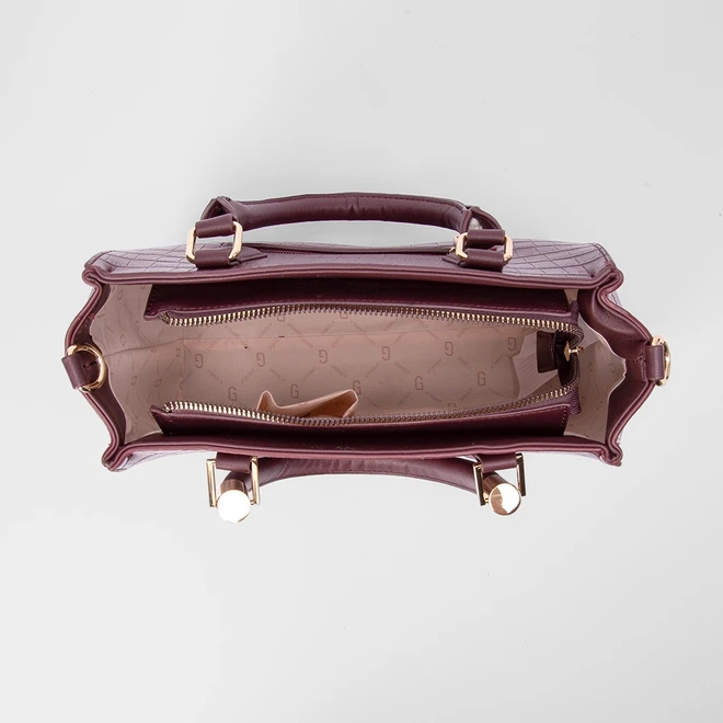 Bolsa Satchel Gabriela Croco Detalhe Alça Vinho