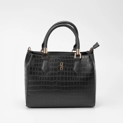 Bolsa Satchel Gabriela Média Transversal Textura Croco Vinho