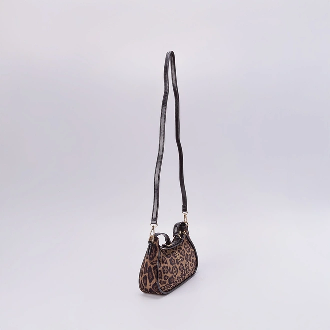 Bolsa Hobo Gabriela Média Transversal Animal Print Onça Multicolor