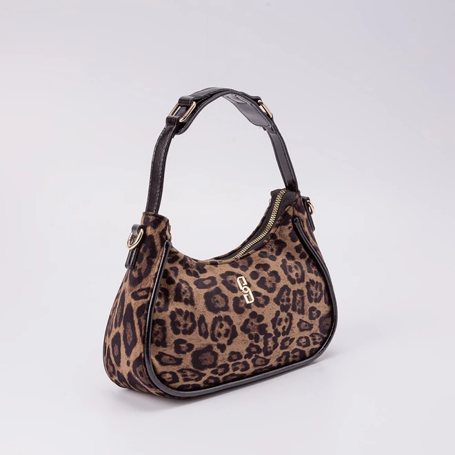 Bolsa Hobo Gabriela Média Transversal Animal Print Onça Multicolor
