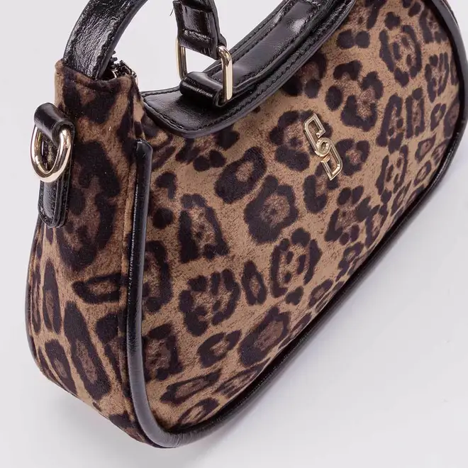 Bolsa Hobo Gabriela Média Transversal Animal Print Onça Multicolor
