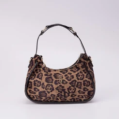 Bolsa Hobo Gabriela Média Transversal Animal Print Onça Multicolor