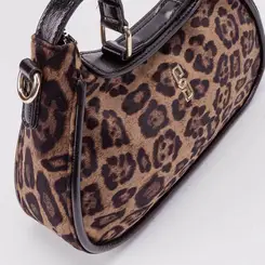 Bolsa Hobo Gabriela Média Transversal Animal Print Onça Multicolor