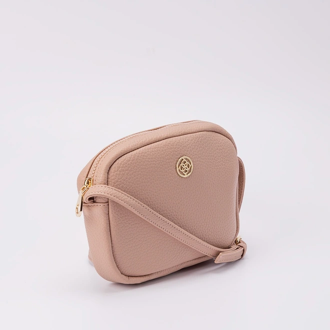 Bolsa Penélope Transversal Pequena Texturizada Nude