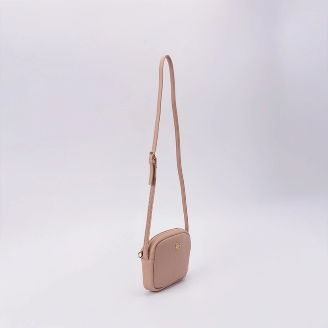 Bolsa Penélope Transversal Pequena Texturizada Nude
