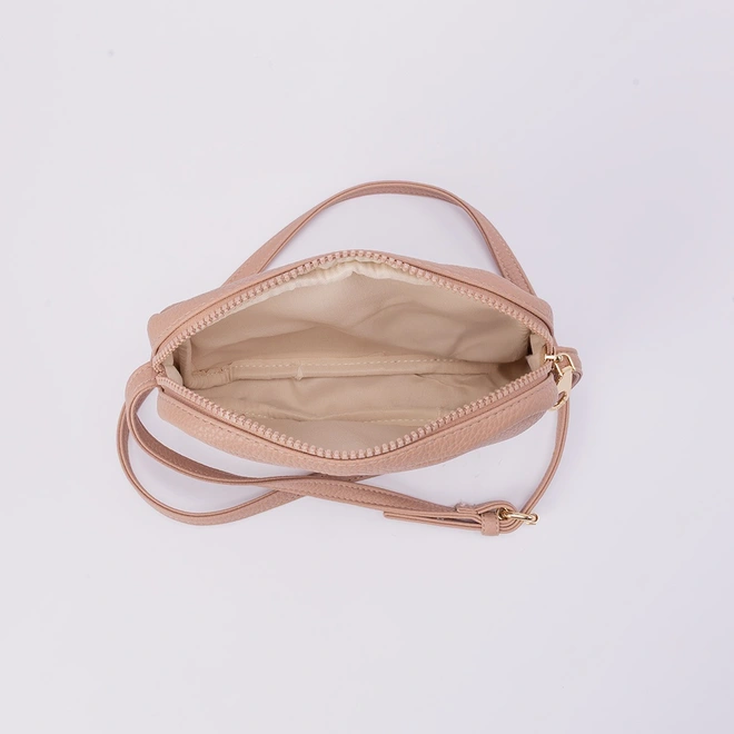 Bolsa Penélope Transversal Pequena Texturizada Nude