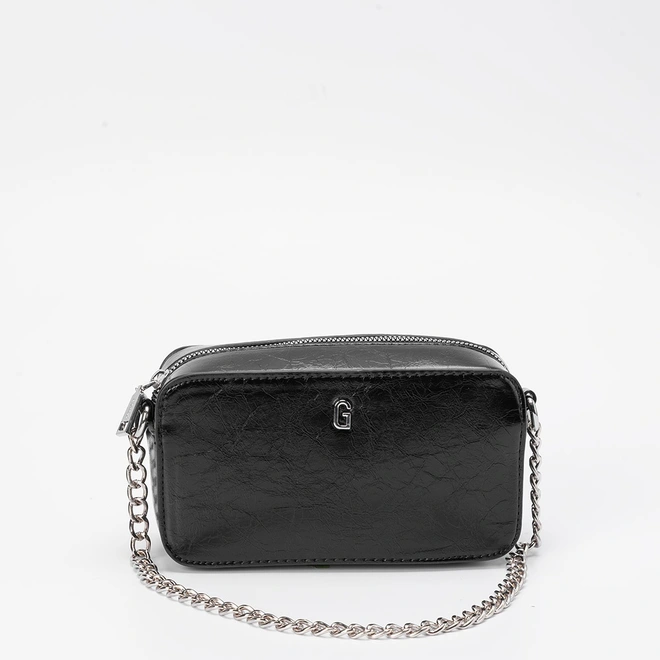 Bolsa Camera Bag Gabriela Média Transversal Texturizada Preto