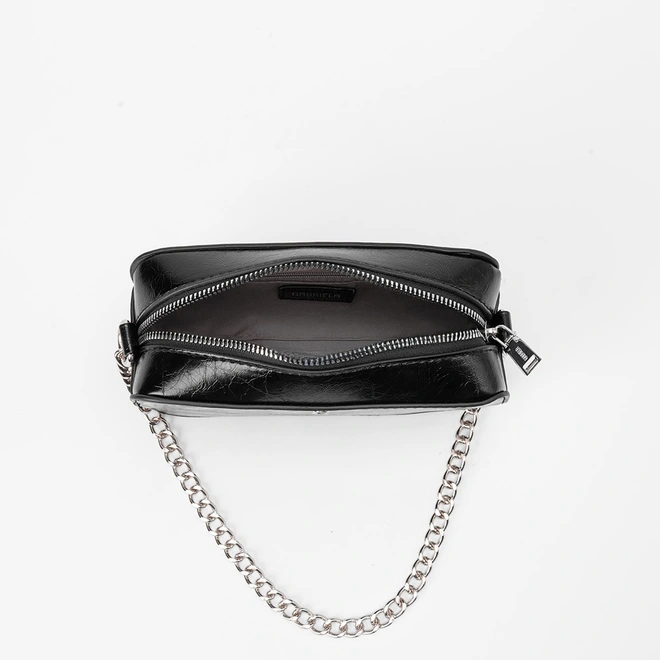 Bolsa Camera Bag Gabriela Média Transversal Texturizada Preto