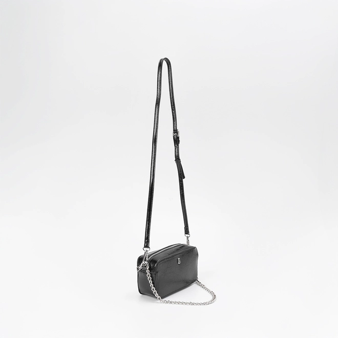 Bolsa Camera Bag Gabriela Média Transversal Texturizada Preto
